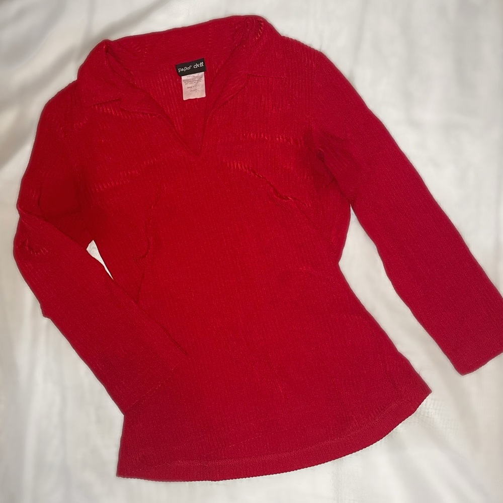 Red classy collard top
